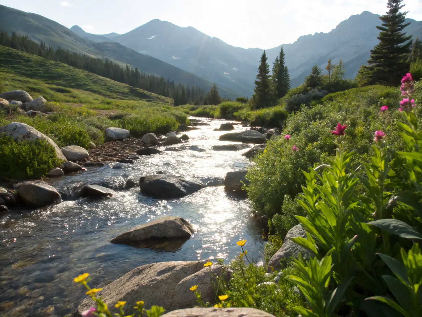 A photograph of a clean stream running through a forest, highlighting water quality monitoring and conservation.