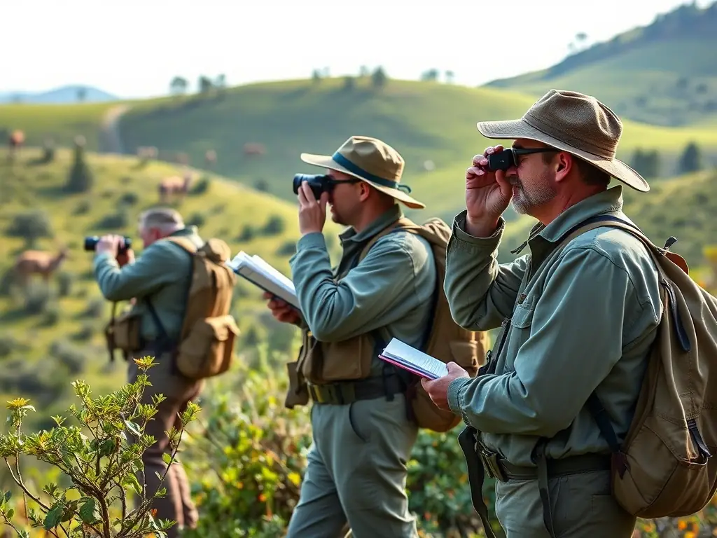 A hunter using provided resources to identify local wildlife, emphasizing the importance of responsible hunting and conservation efforts.